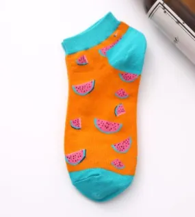 SF1051 Orange Watermelon Low Cut Socks