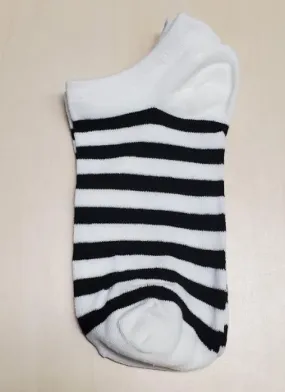 SF1168 White Black Stripes Low Cut Socks