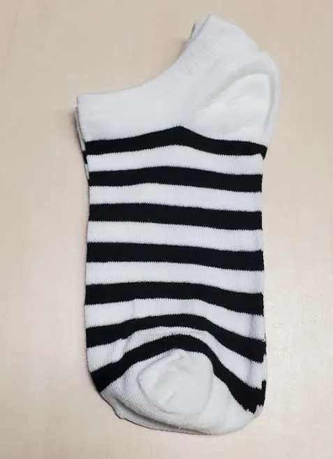 SF1168 White Black Stripes Low Cut Socks