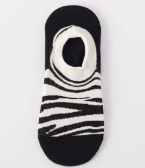 SF1225 Black Zebra Print Low Cut Socks