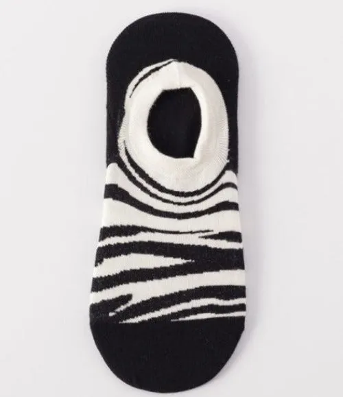 SF1225 Black Zebra Print Low Cut Socks