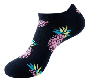 SF1242 Black Pink Pineapple Low Cut Socks