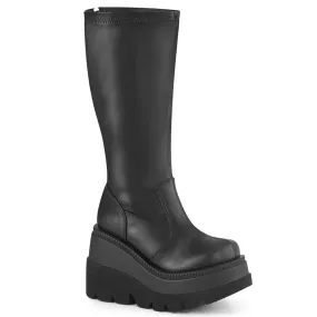 SHAKER-65WC DemoniaCult Black Vegan Leather Sexy Women's Mid-Calf & Knee High Boots (Alternative Footwear)