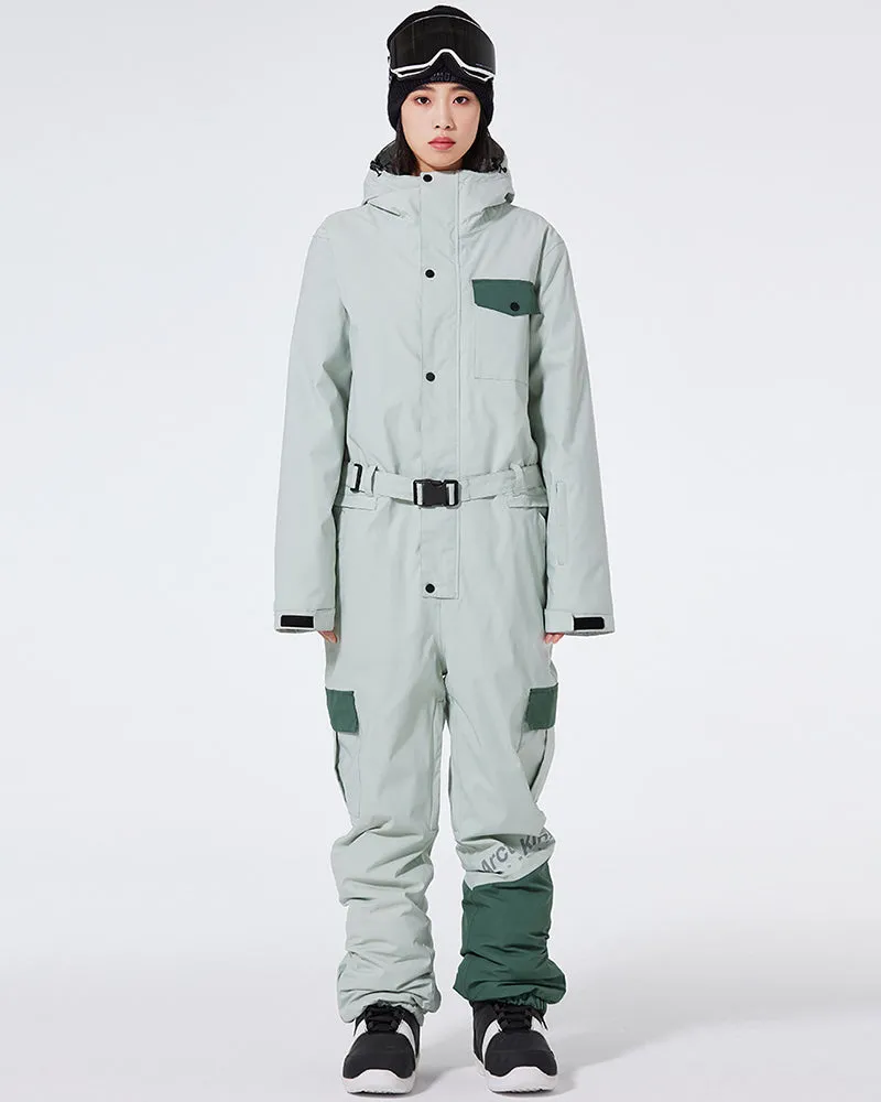 Ski Wear Color Block Thickened Unisex Jumpsuit Snow Suit