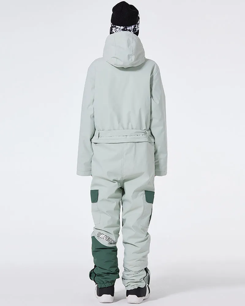Ski Wear Color Block Thickened Unisex Jumpsuit Snow Suit
