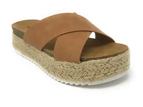 Soda Coky Tan-C Casual Espadrilles Embellished Open Rounded Toe Heeled Sandals