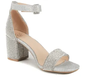 Soda Crete Rhinestone Block Heel Ankle Strap Prom Sandals
