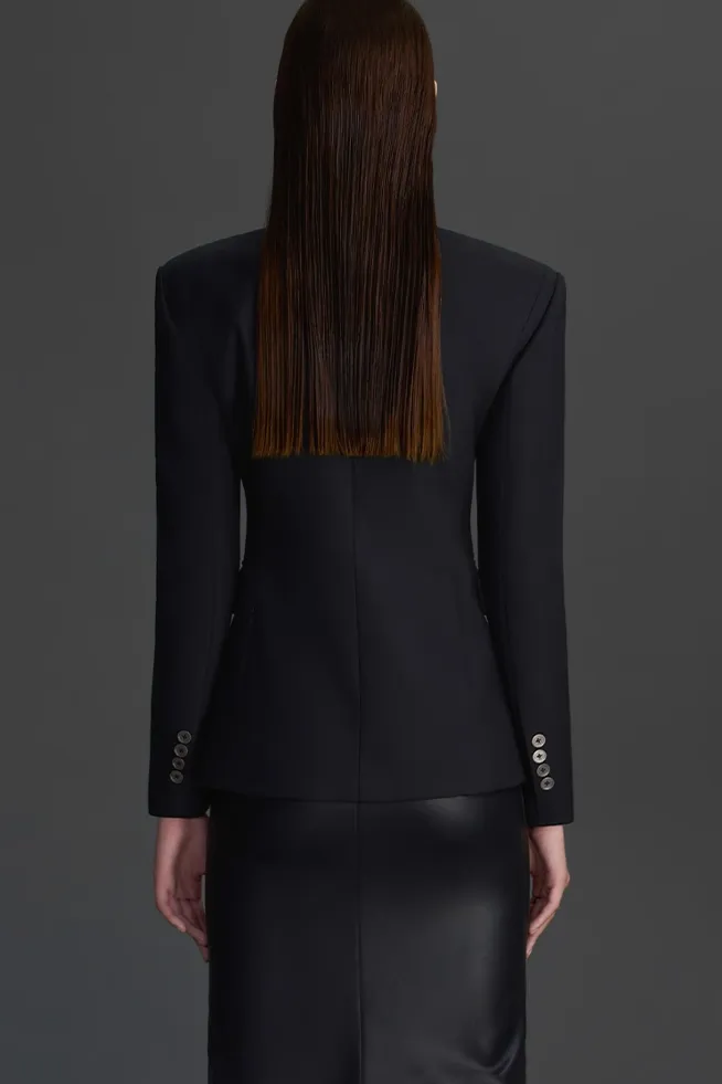 Tailored Single Breasted Slim Fit Black Blazer