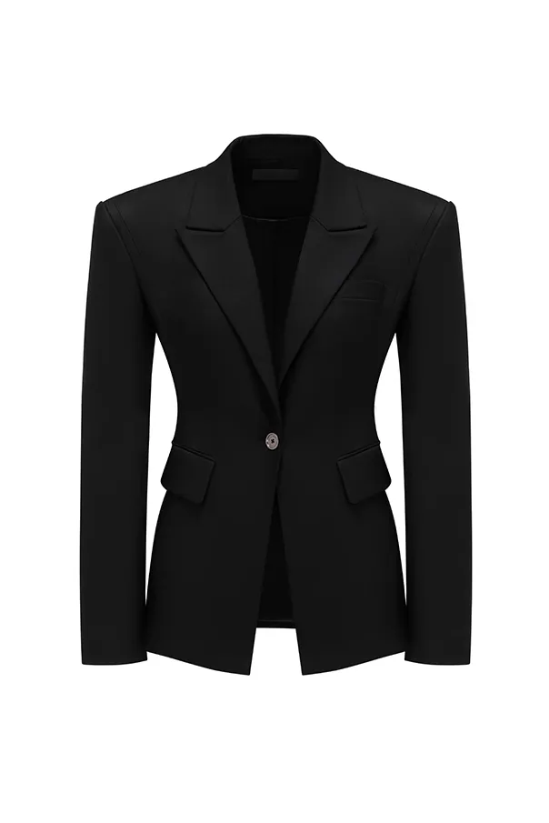 Tailored Single Breasted Slim Fit Black Blazer