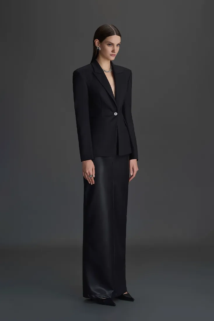 Tailored Single Breasted Slim Fit Black Blazer