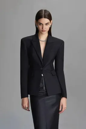 Tailored Single Breasted Slim Fit Black Blazer