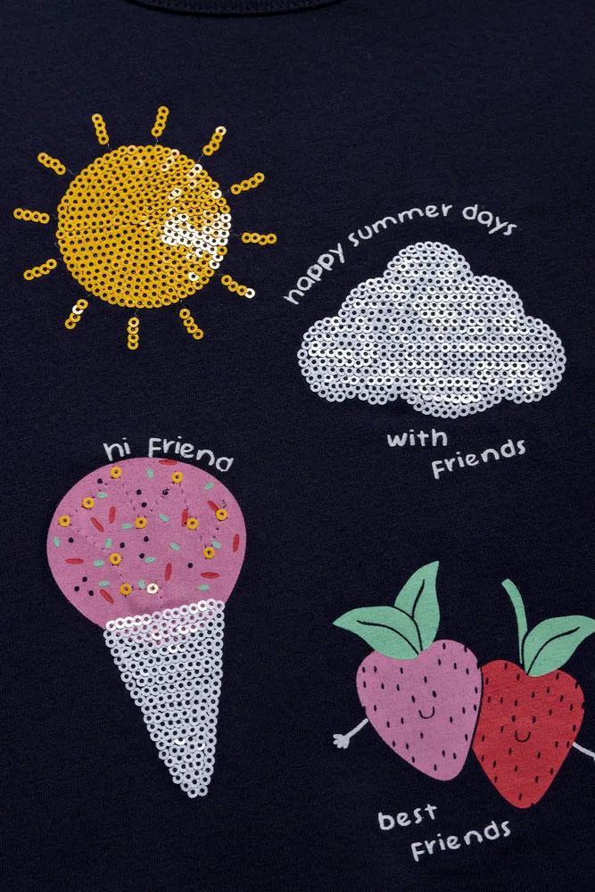 Tg Regular Fit Novelty Tee Navy