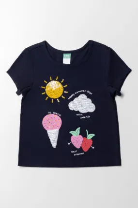 Tg Regular Fit Novelty Tee Navy