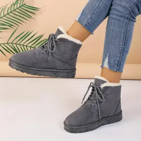 Thermal Lace Up Plush Lined Winter Warm Outdoor Short Snow Boot