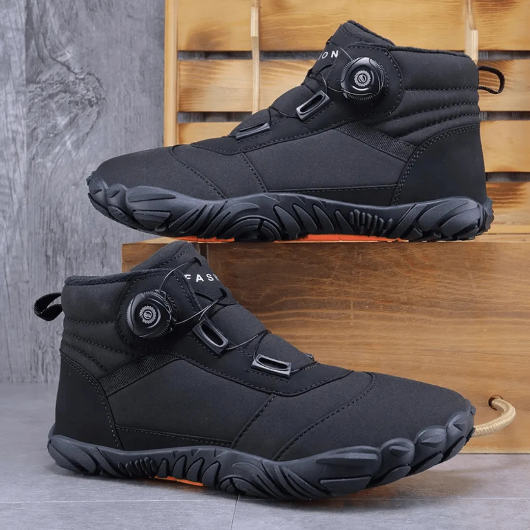Unisex Winter Barefoot Ankle Boots - Plush Warm, Non-Slip Outdoor Snow Shoes