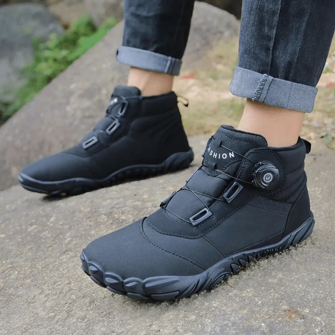 Unisex Winter Barefoot Ankle Boots - Plush Warm, Non-Slip Outdoor Snow Shoes