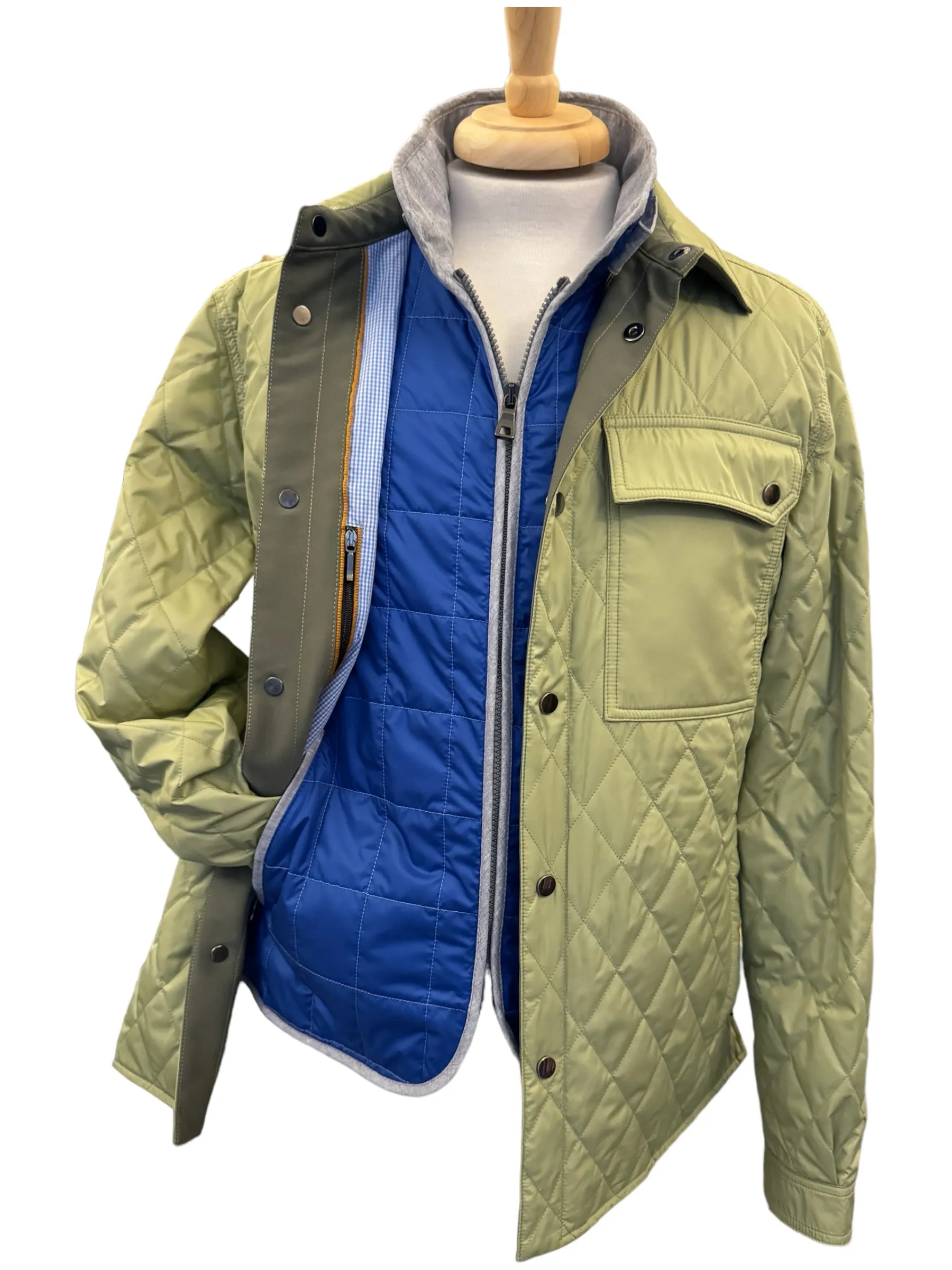 Waterville Nylon Diamond Quilt Shirt Jacket Lime