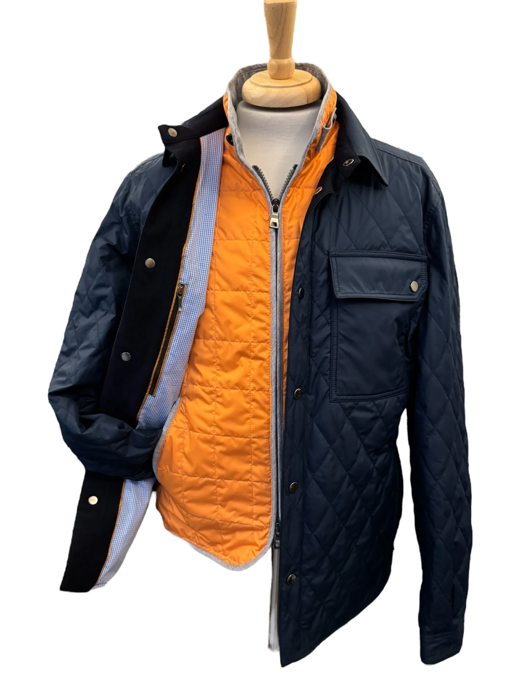 Waterville Nylon Diamond Quilt Shirt Jacket Navy