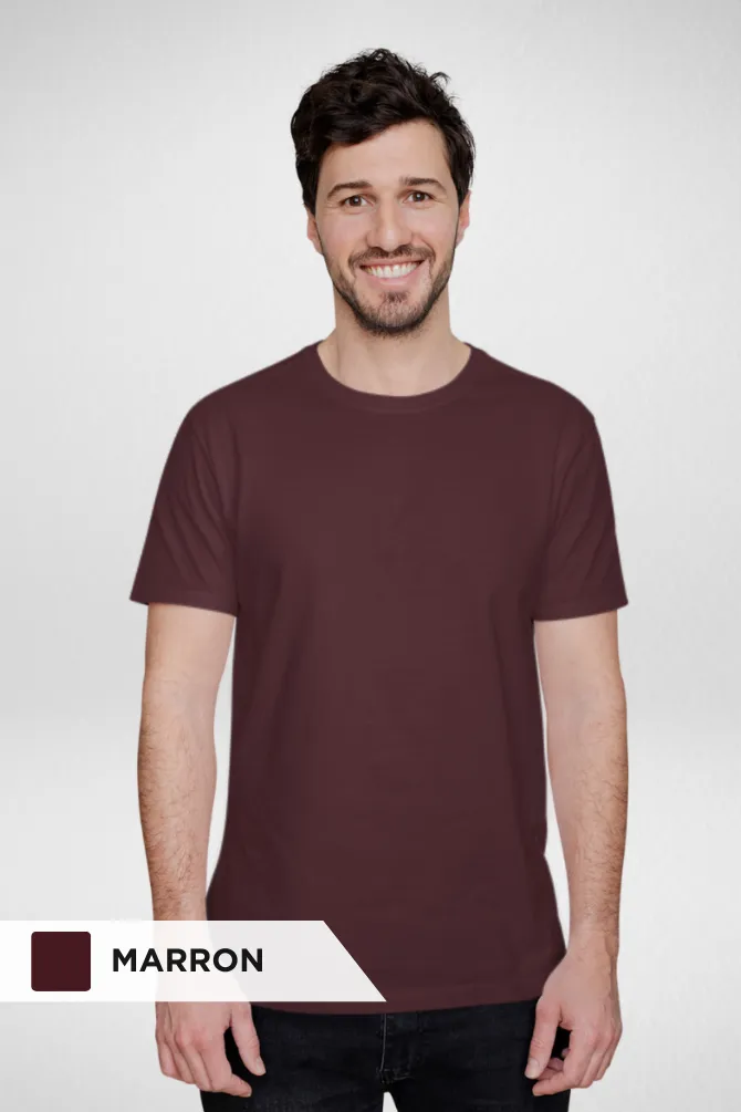 White and Maroon Plain T-shirts Combo for Men