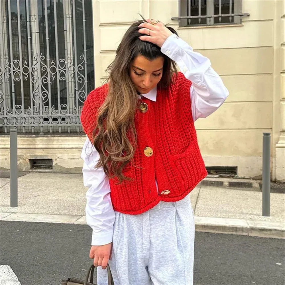 Women Button-Front Knit Vest - Your Transitional Layering Piece