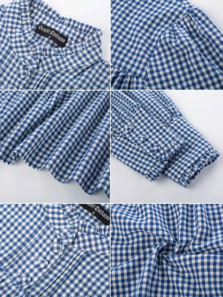 Women Stand Collar Pullover Tops Cotton Blouse