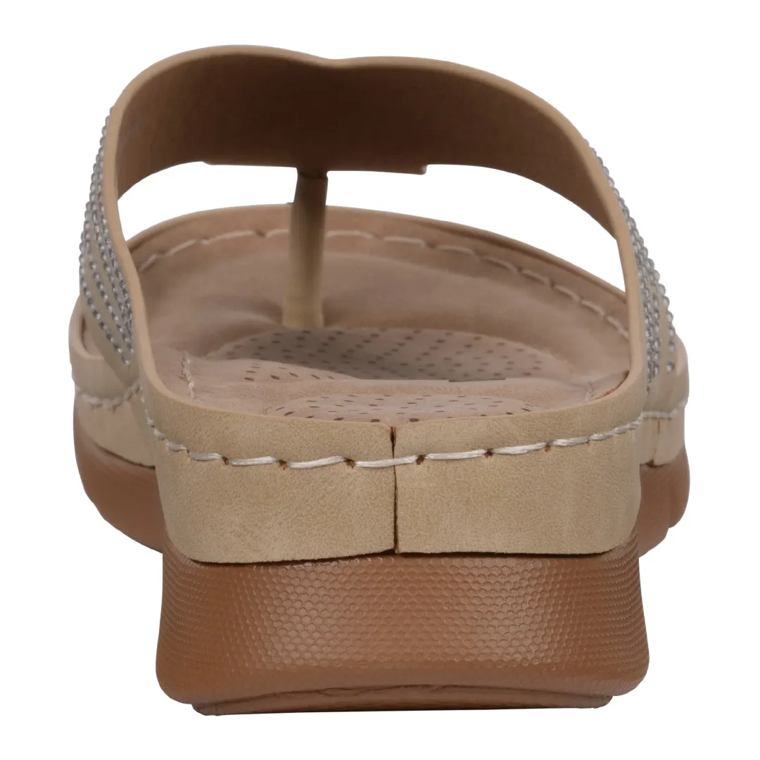 Women's Amari Nude Flower Thong Flat Comfort Sandals