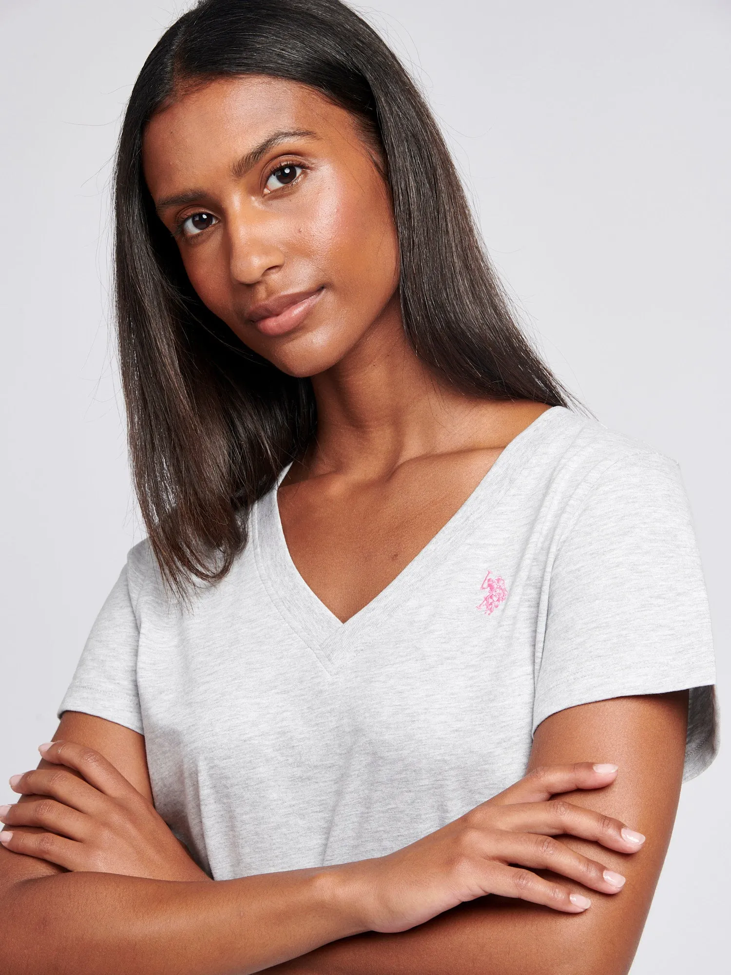 Womens Crew Neck T-Shirt in Pearl Grey Marl