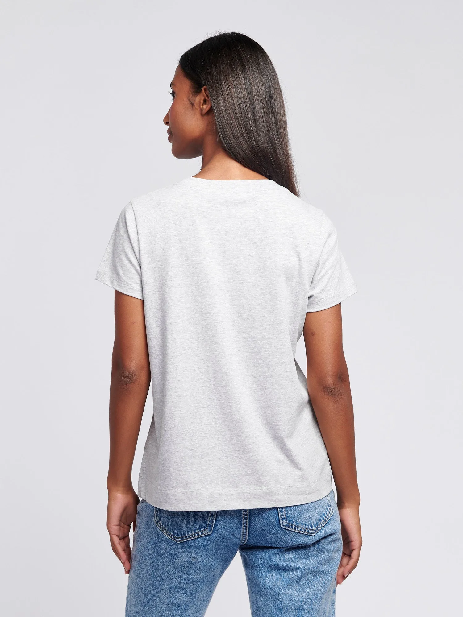 Womens Crew Neck T-Shirt in Pearl Grey Marl