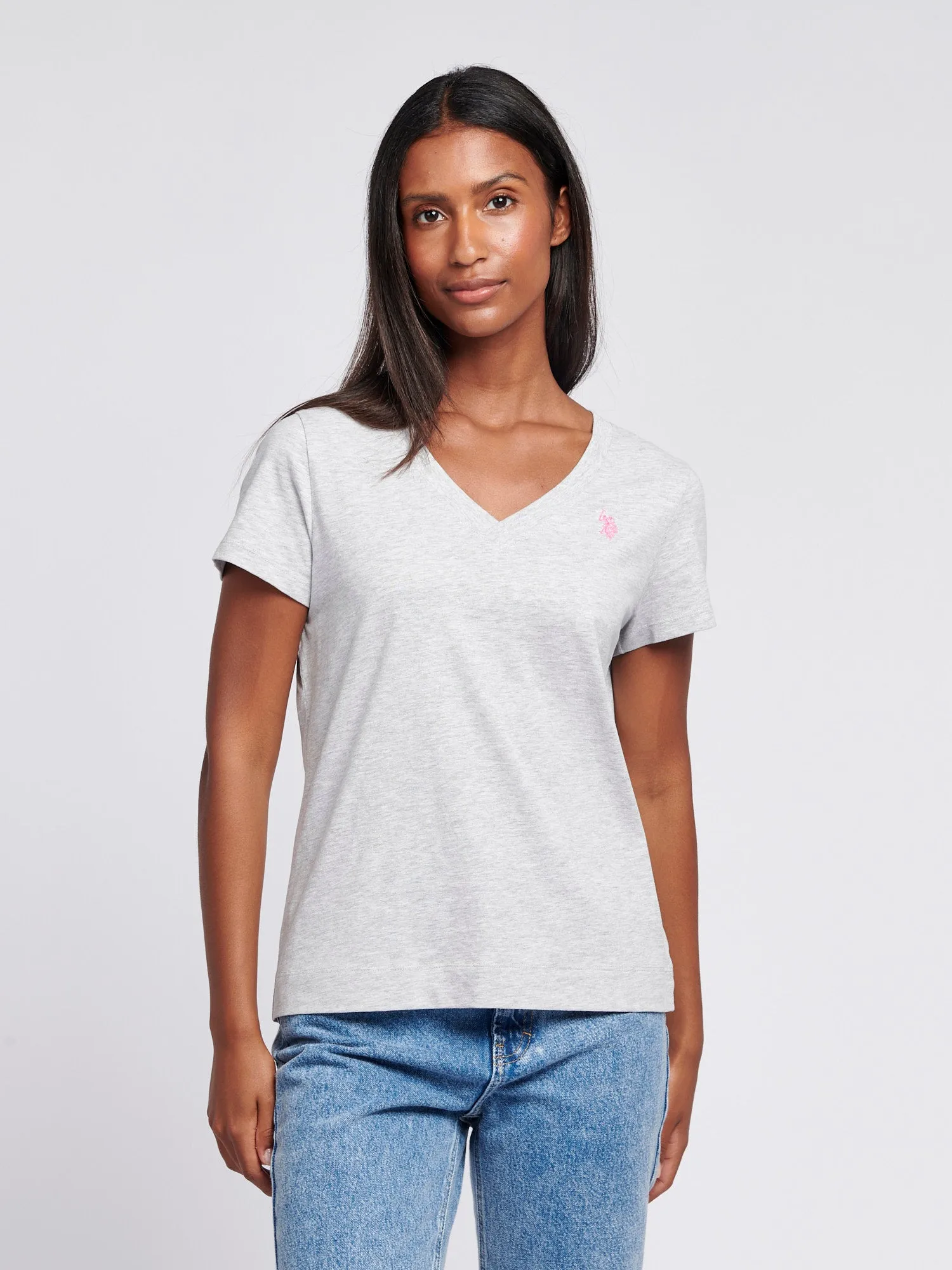 Womens Crew Neck T-Shirt in Pearl Grey Marl
