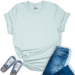 Womens Heather Ice Blue T Shirts Premium Casual Short Sleeve Shirts Oversized Tops