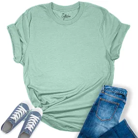 Womens Heather Prism Dusty Blue T Shirts Premium Casual Short Sleeve Shirts Oversized Tops
