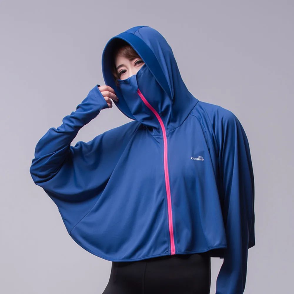 Women's High Collar Hoodie UPF 50  Sun Protection Cloak