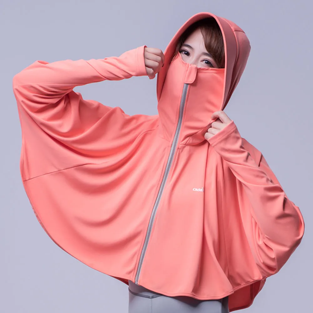 Women's High Collar Hoodie UPF 50  Sun Protection Cloak