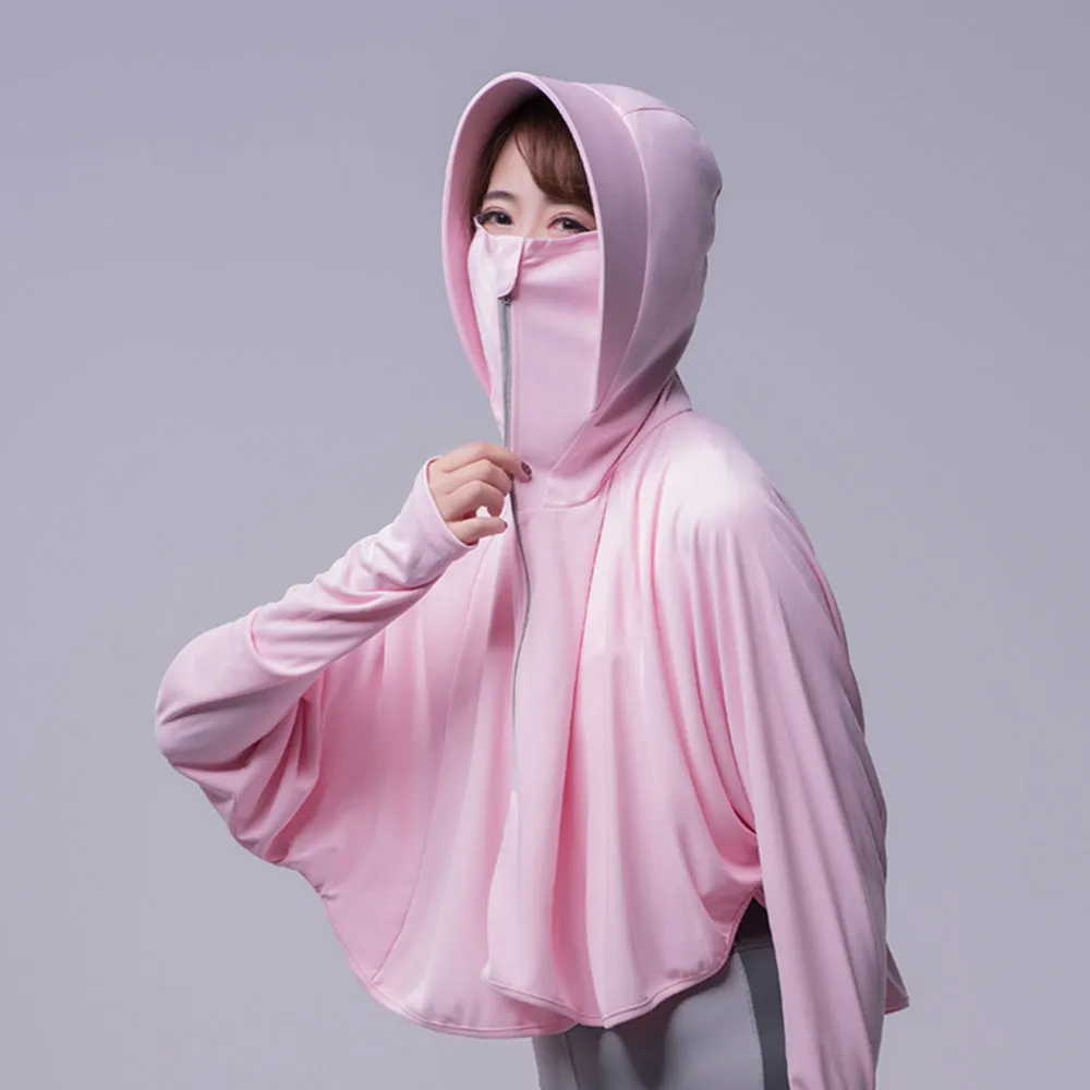 Women's High Collar Hoodie UPF 50  Sun Protection Cloak