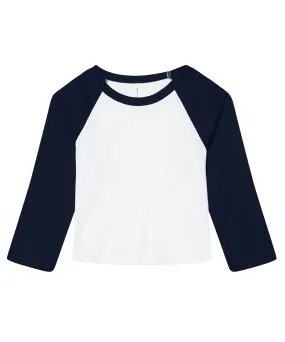 Womens micro rib 3/4 raglan baby t-shirt | White/Navy