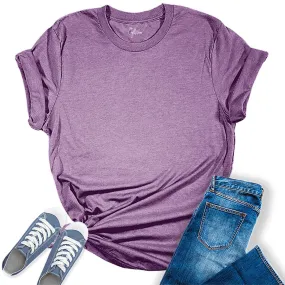 Womens Purple T Shirts Premium Casual Short Sleeve Shirts Oversized Tops