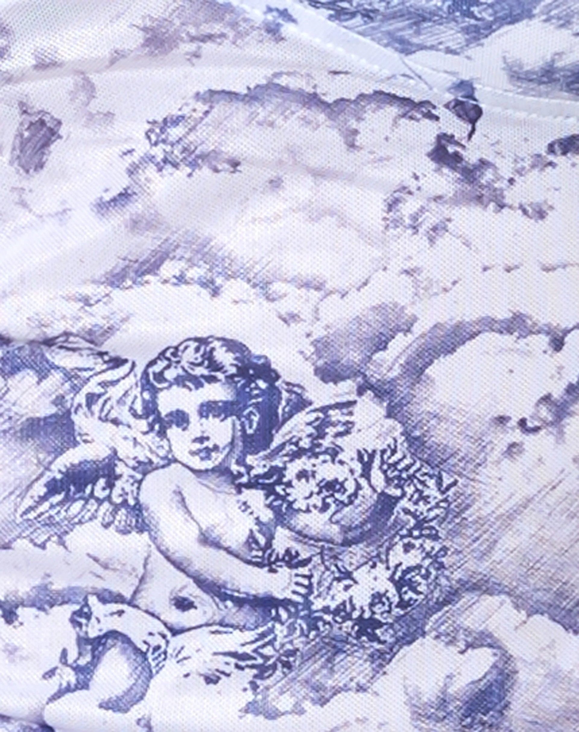 Yenika Crop in 20's Cherub White and Blue